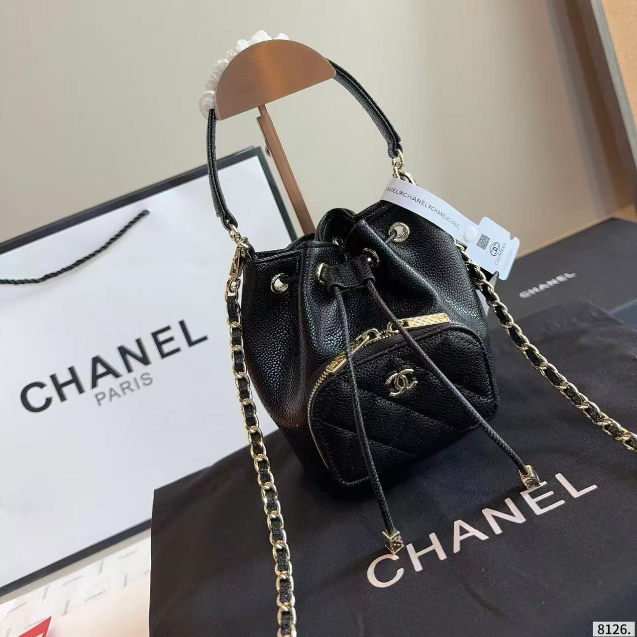 CHANE1ドローストリングバケットバッグ【50％割引+送料無料】