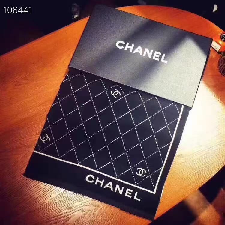 CHANE1 ダブルC チェック柄 カシミアスカーフ【50％割引+送料無料】