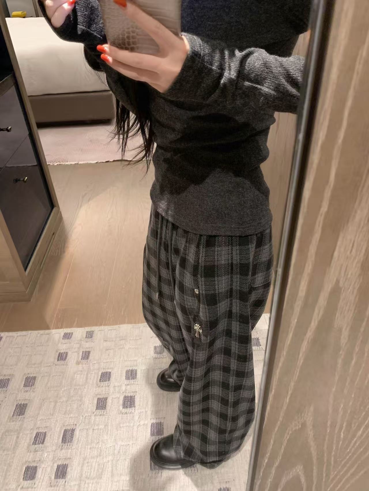 Chr0me Hearts クロスチェック カジュアルパンツ【50％割引+送料無料】