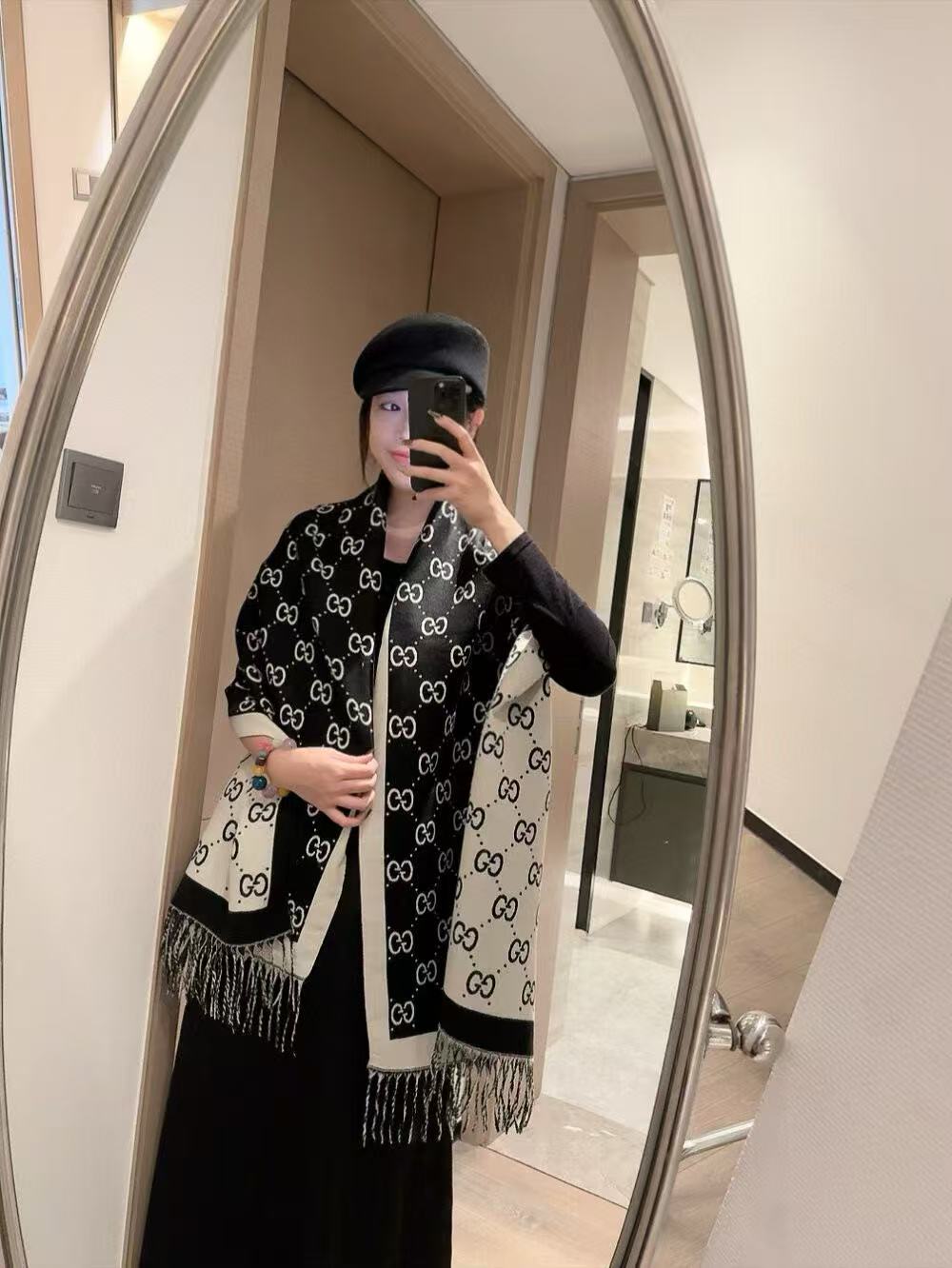 GUCC1 両面カラーブロックウールスカーフ【50％割引+送料無料】