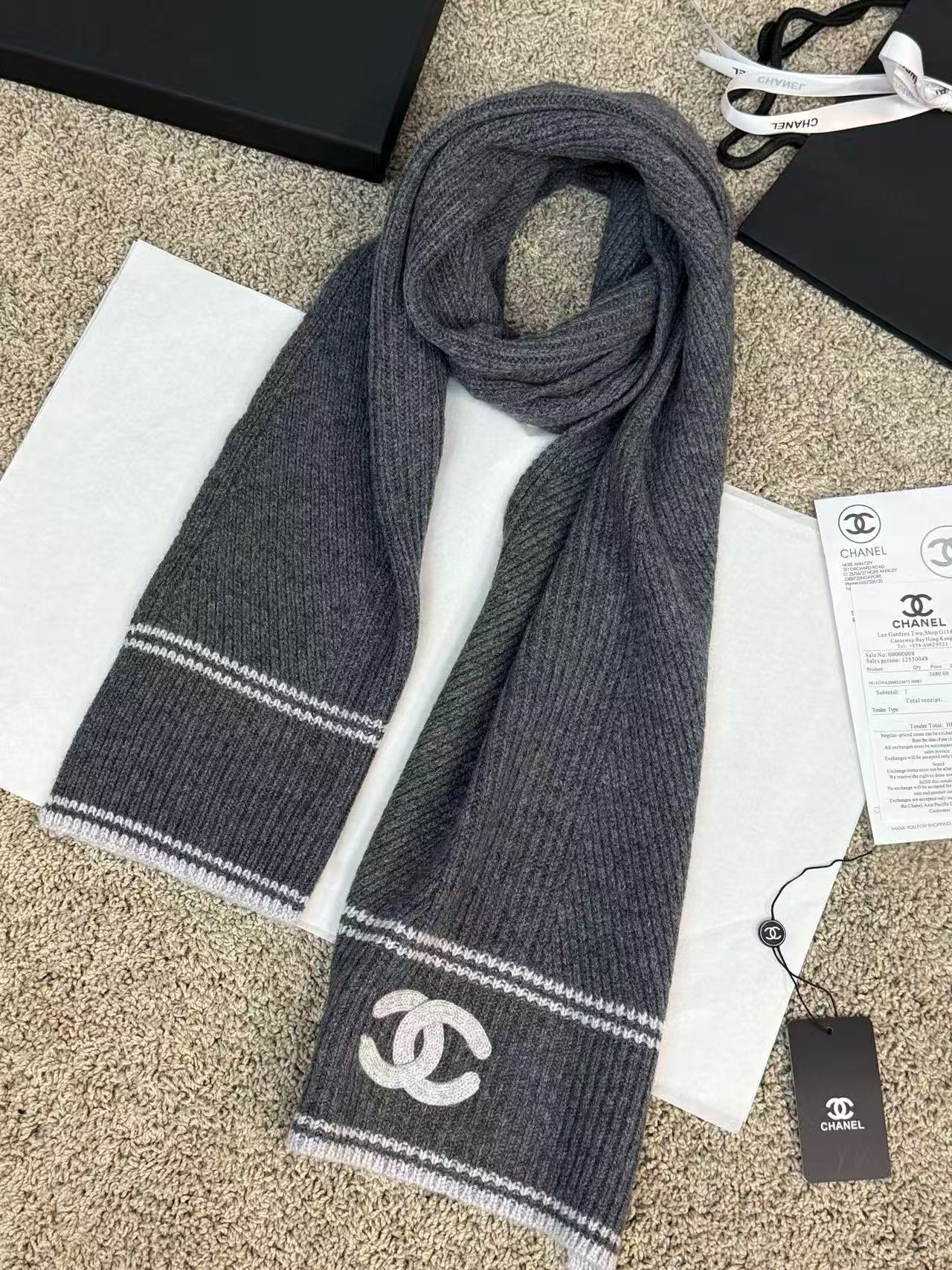 CHANE1 シンプルダブルCウールスカーフ【50%割引+送料無料】