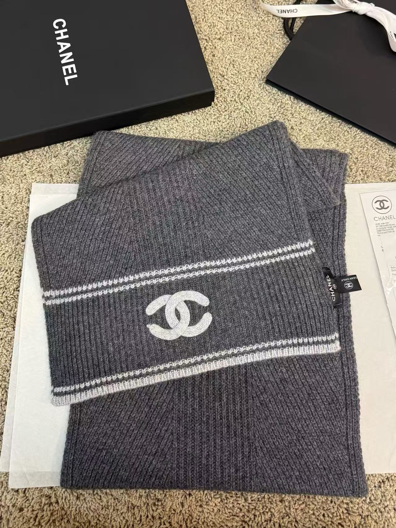 CHANE1 シンプルダブルCウールスカーフ【50%割引+送料無料】