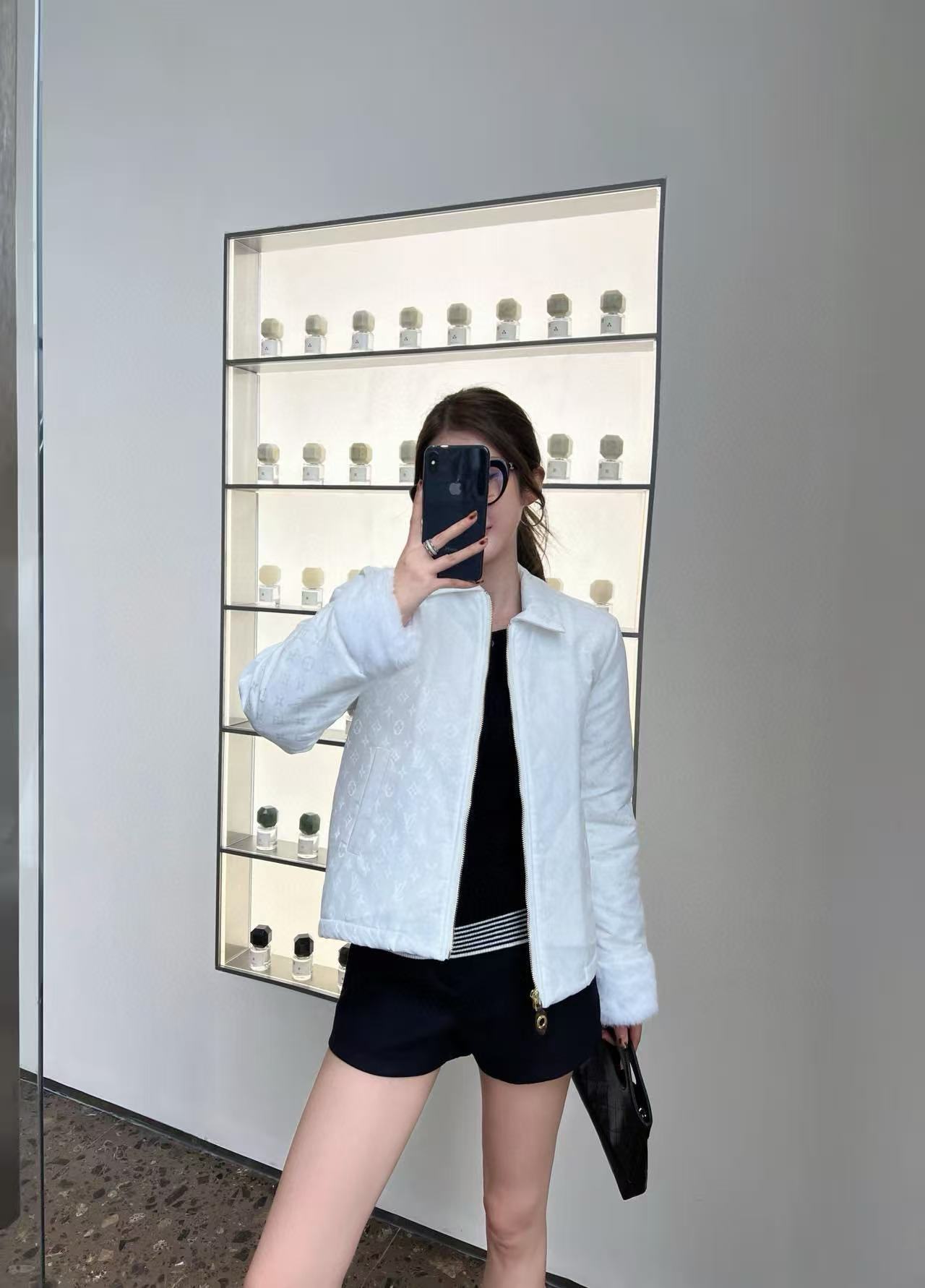 LVプリント ジッパー付きコットンジャケット【50%割引+送料無料】