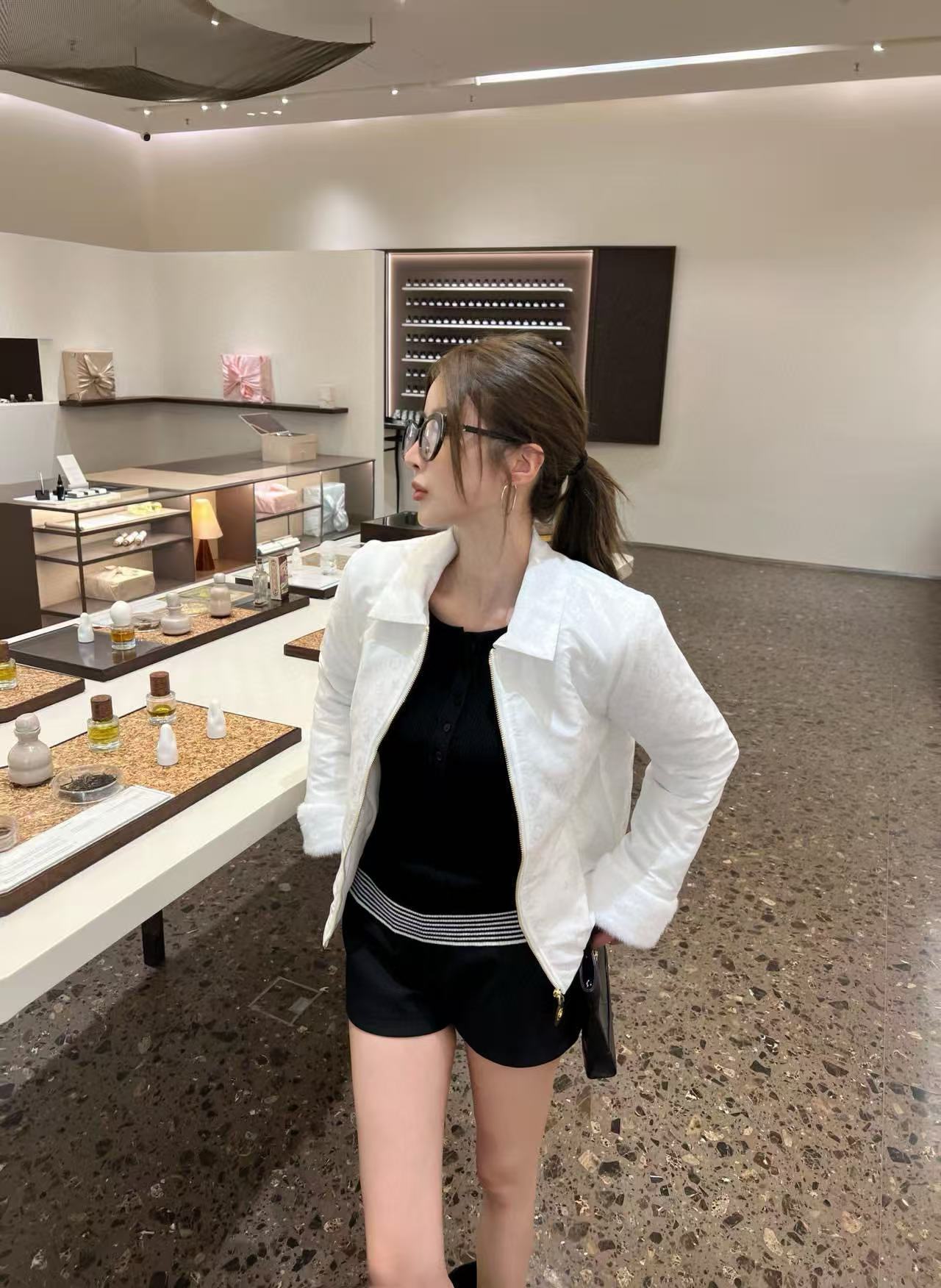 LVプリント ジッパー付きコットンジャケット【50%割引+送料無料】