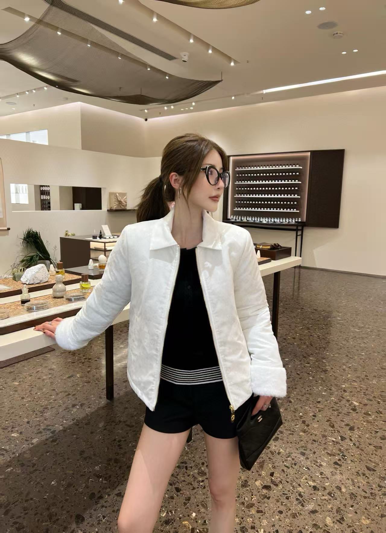 LVプリント ジッパー付きコットンジャケット【50%割引+送料無料】