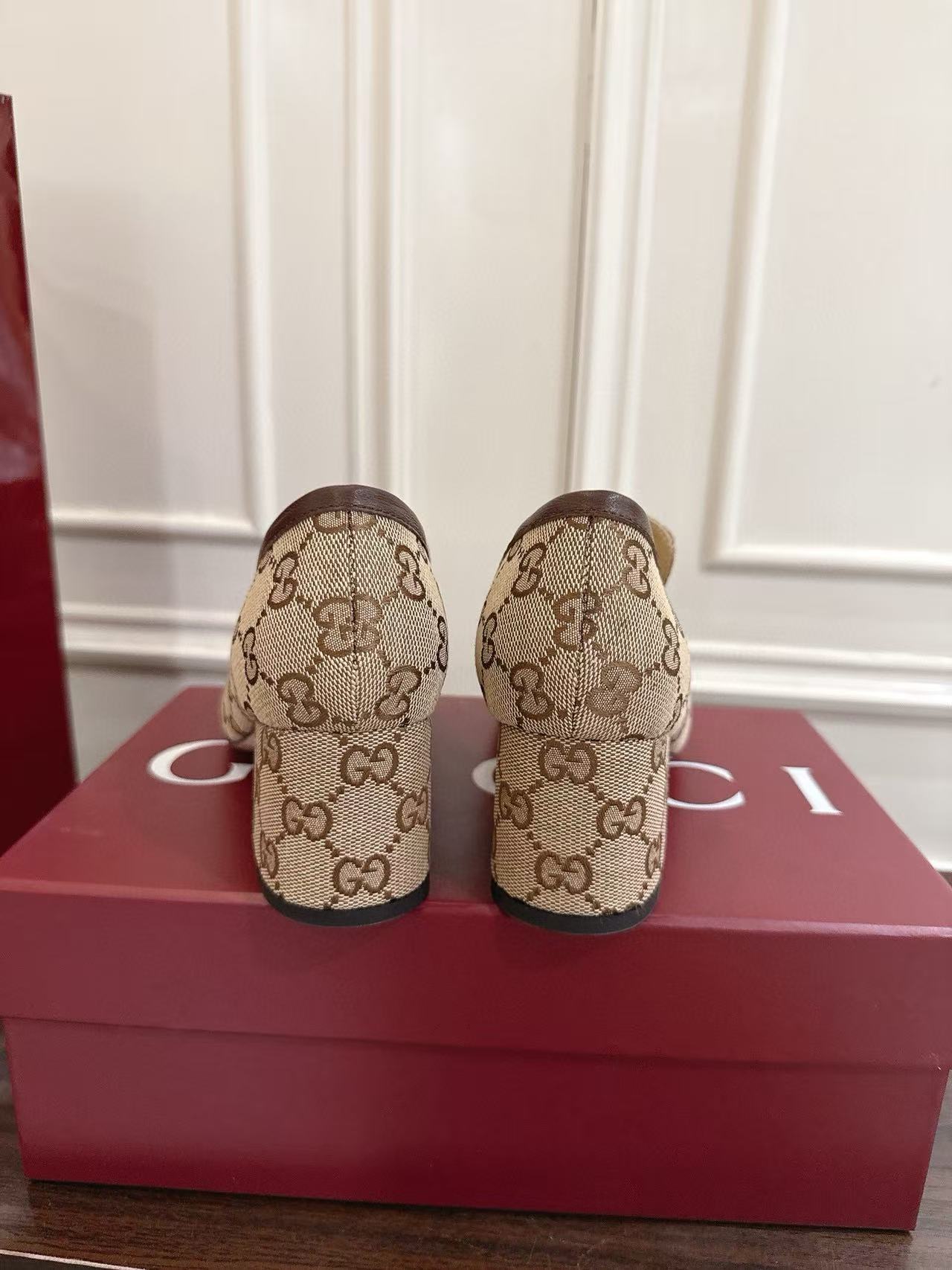 GUCC1 高品質ジャカードローヒールシューズ【50％割引+送料無料】