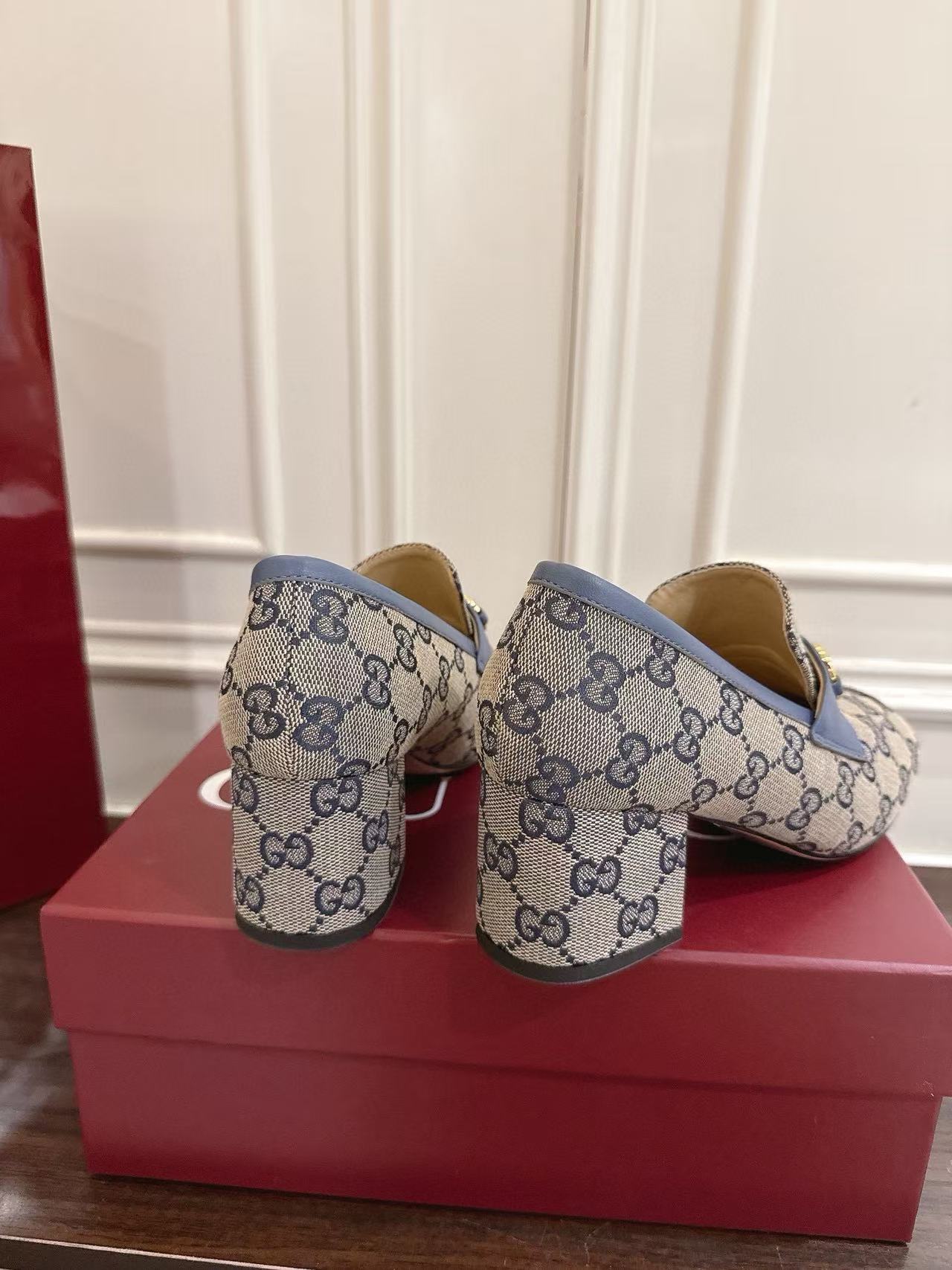 GUCC1 高品質ジャカードローヒールシューズ【50％割引+送料無料】