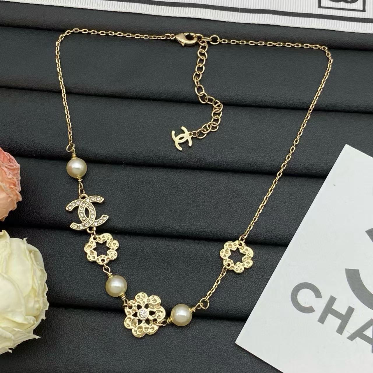 CHANE1 ダブルCパールネックレス【50％割引+送料無料】