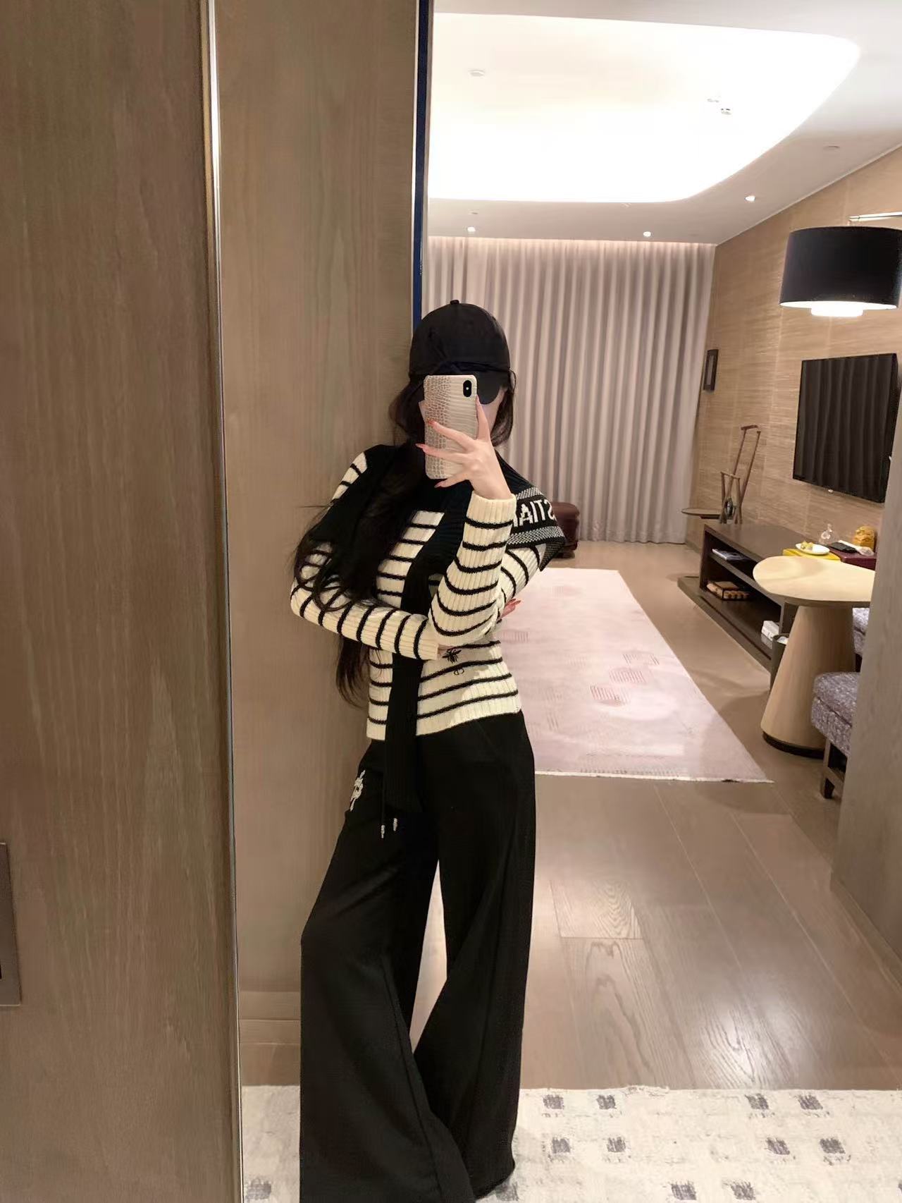 DI0R ストライプ ショール セーター【50％割引+送料無料】