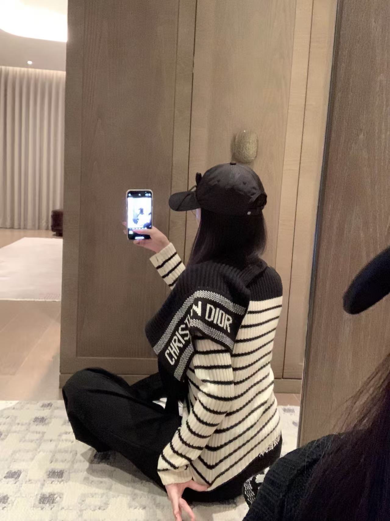 DI0R ストライプ ショール セーター【50%割引+送料無料】