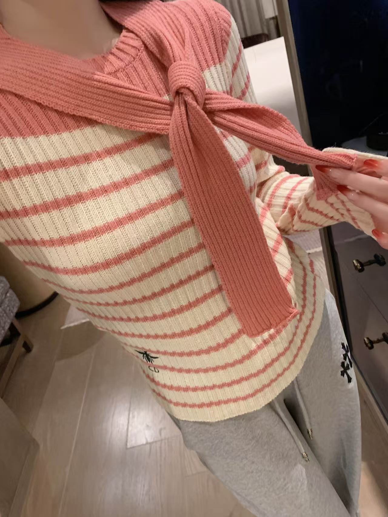 DI0R ストライプ ショール セーター【50%割引+送料無料】