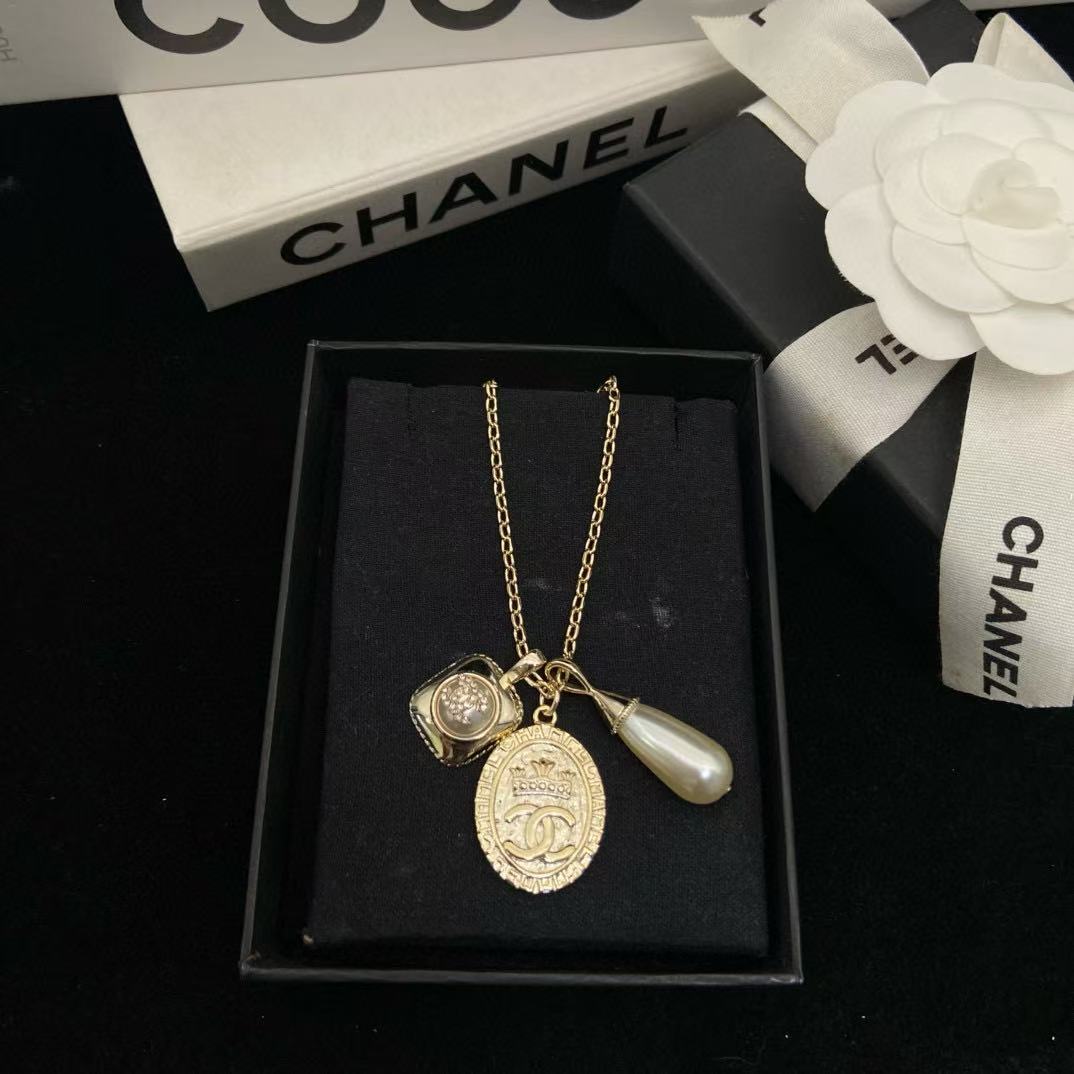 CHANE1 クラウンドロップパールロングネックレス【50%割引+送料無料】