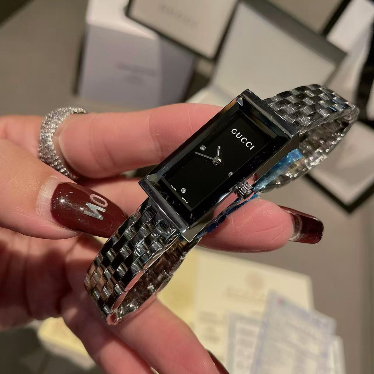 GUCC1 スチールストラップ スクエア レディース ウォッチ【50％割引+送料無料】