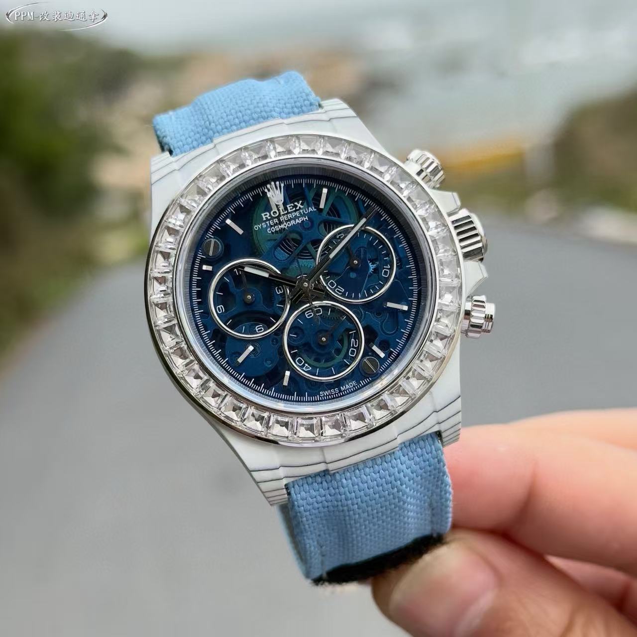 R0LEX グレイシャーブルー&ホワイトダイヤモンド メンズウォッチ【50%割引+送料無料】