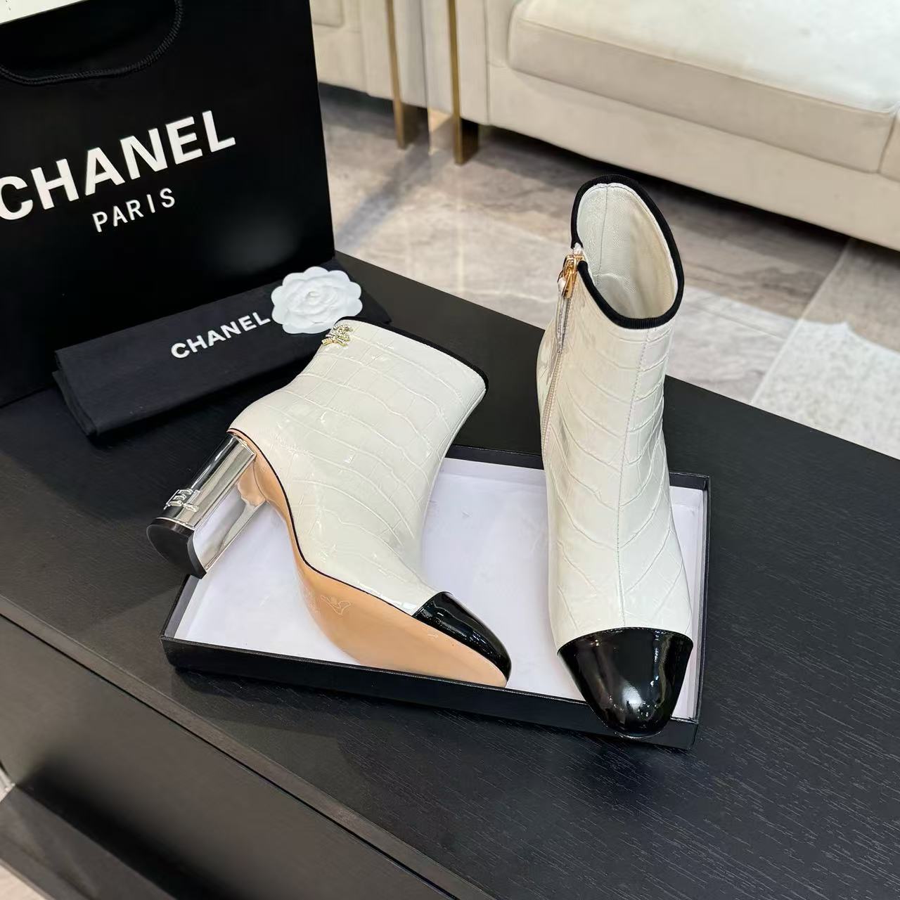 CHANE1 高品質カラーブロックポインテッドハイヒールアンクルブーツ【50％割引+送料無料】