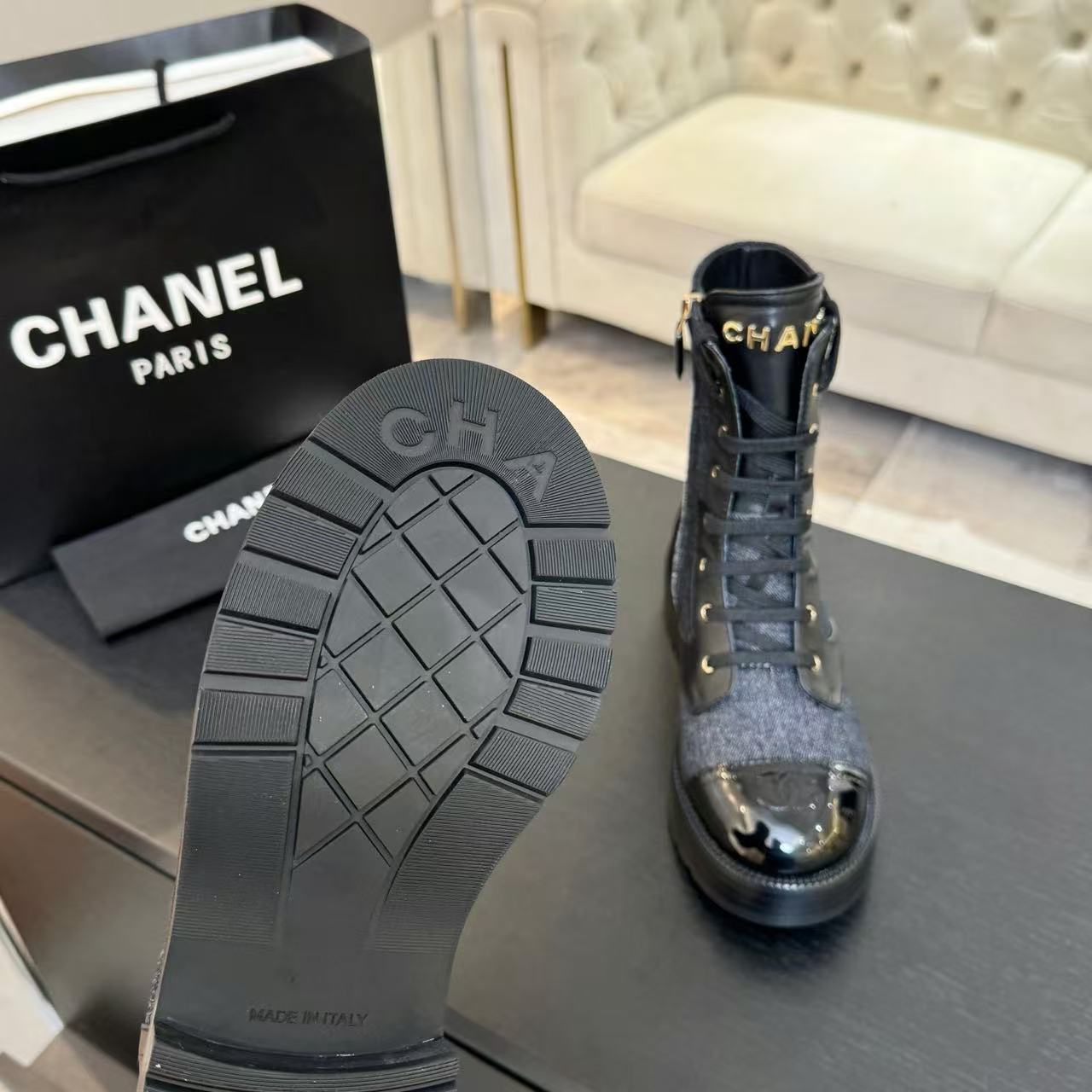 CHANE1 高品質レースアッププラットフォームアンクルブーツ【50%割引+送料無料】
