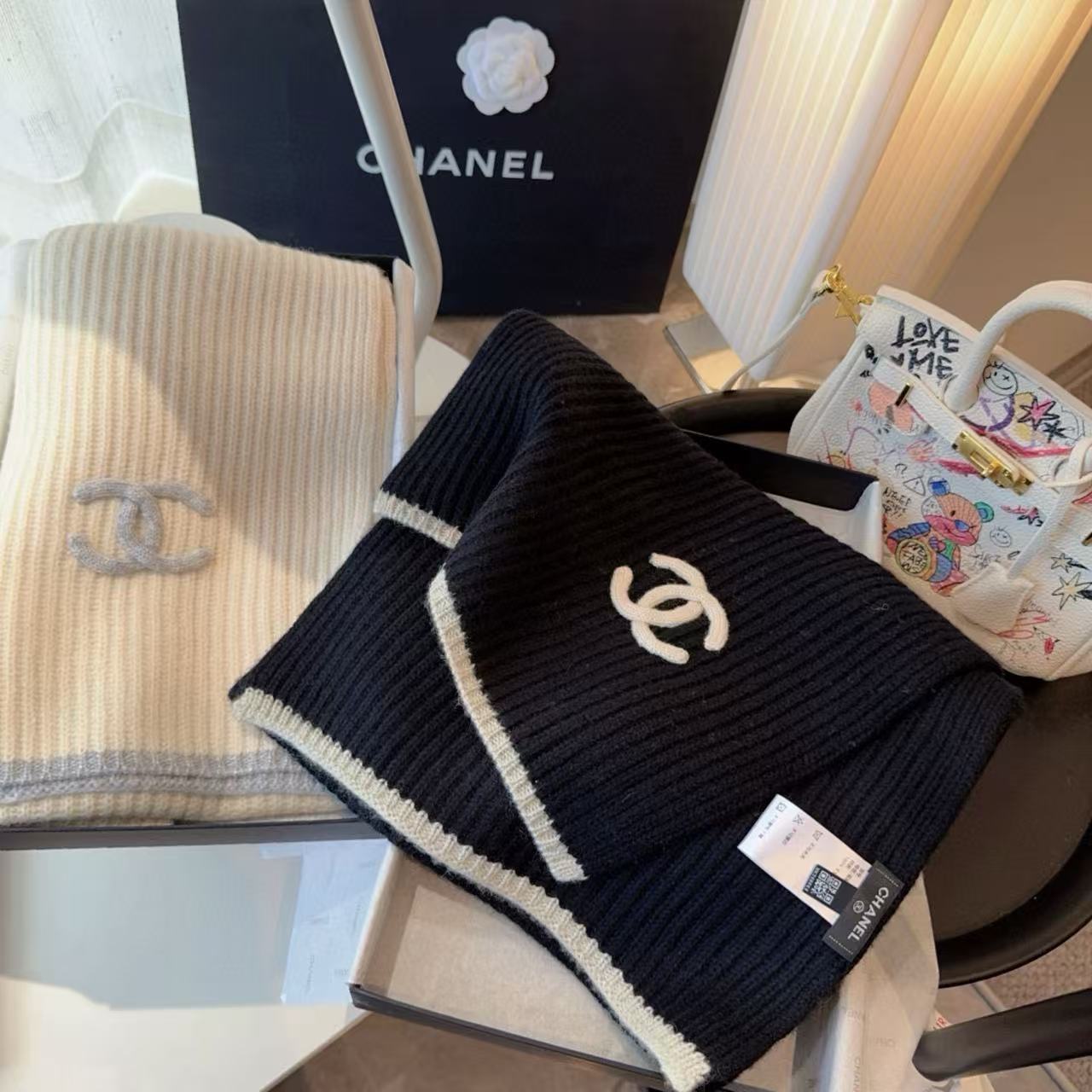 CHANE1 ダブルCウールスカーフ【50％割引+送料無料】