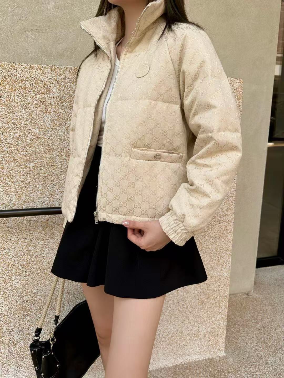 GUCC1 スタンドカラー ジャカード ダウンジャケット【50％割引+送料無料】