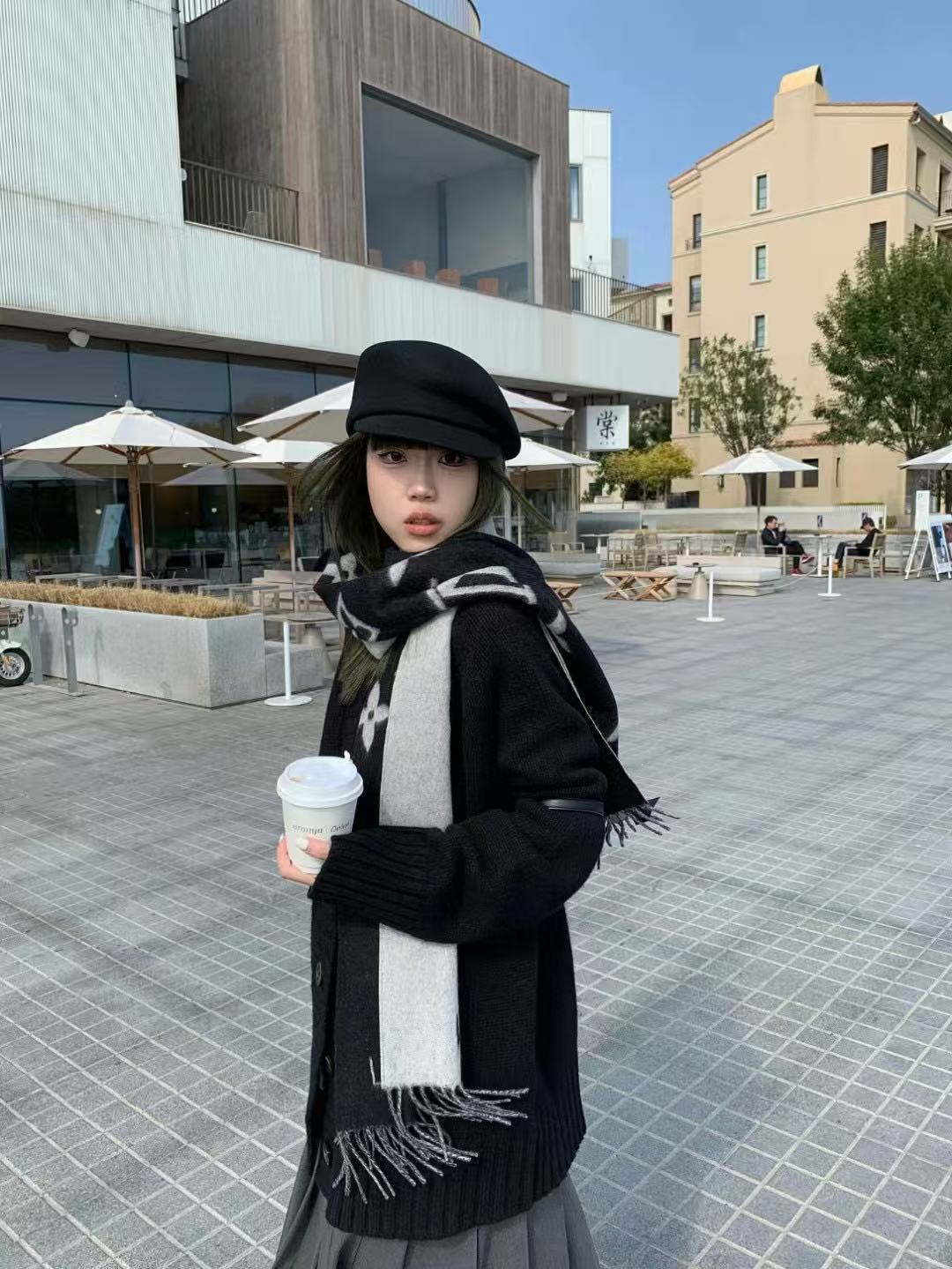 LV 秋冬 プリント タッセル カシミアスカーフ【50％割引+送料無料】