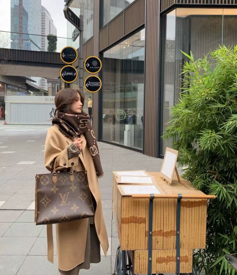 GUCC1 ジャカード カシミア スカーフ【50％割引+送料無料】