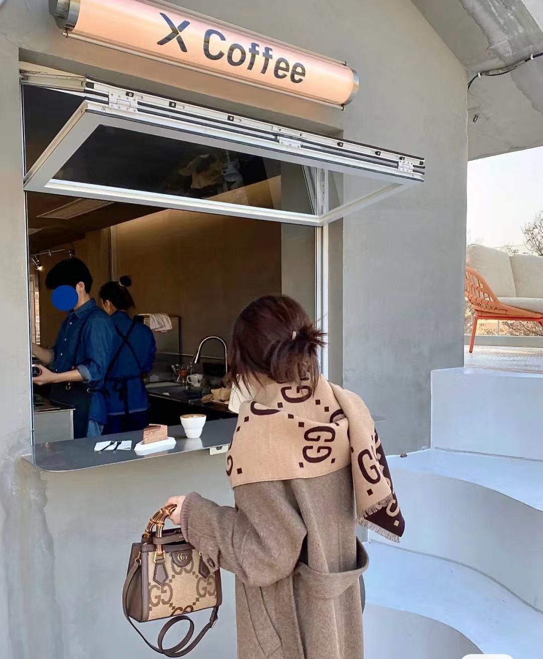 GUCC1 ジャカード カシミア スカーフ【50％割引+送料無料】