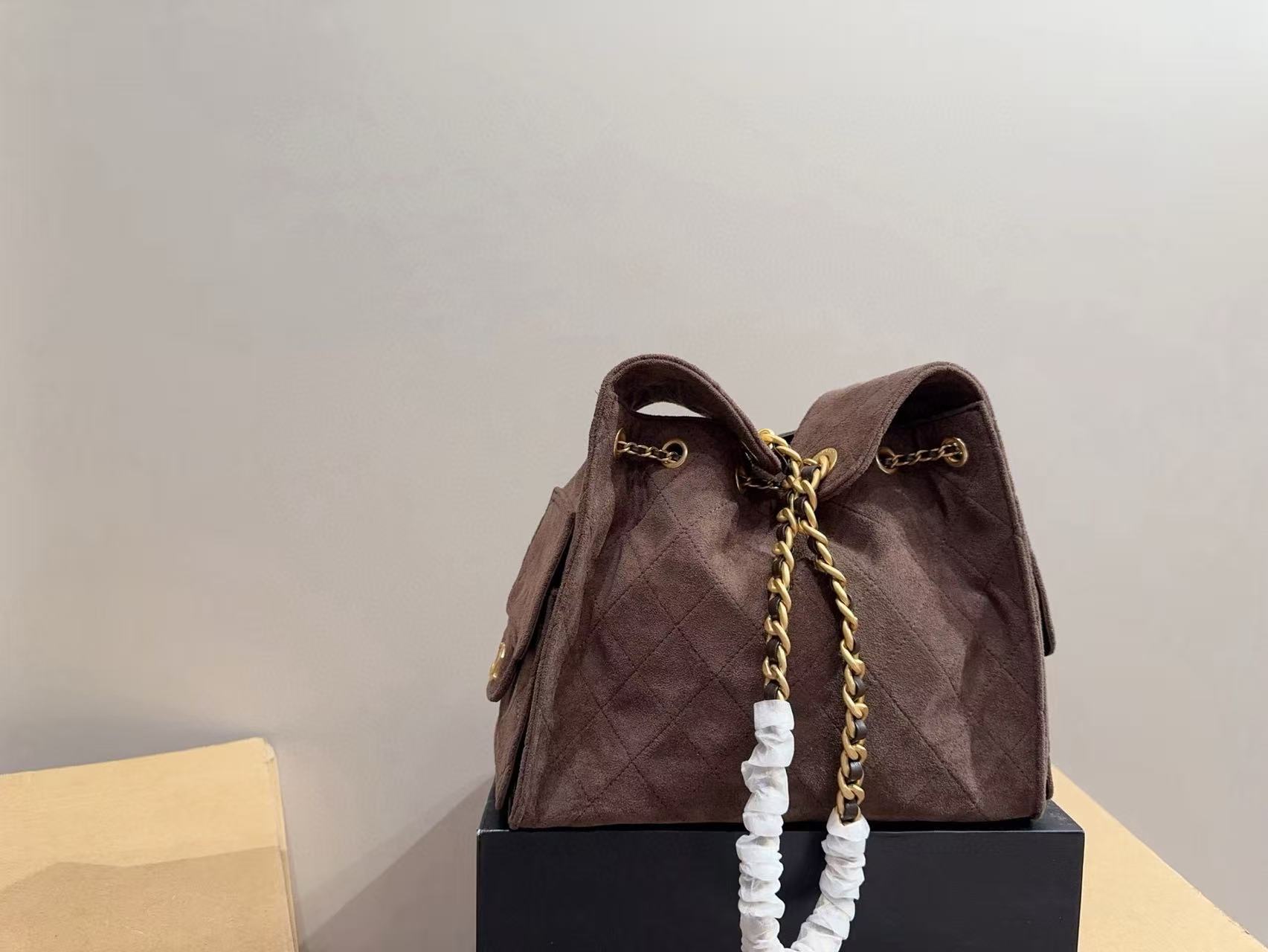 CHANE1 ディアスキン ドローストリング チェーン バケットバッグ【50%割引+送料無料】