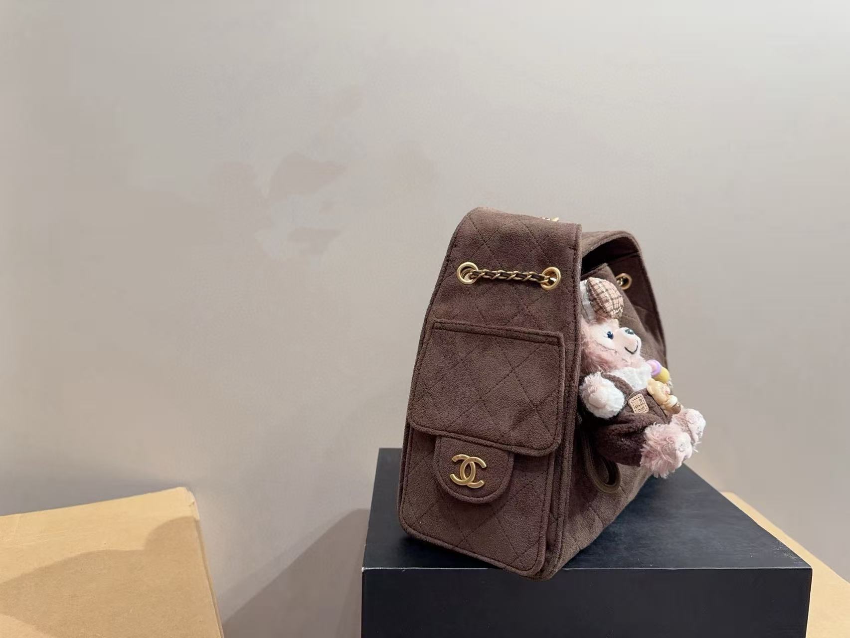 CHANE1 ディアスキン ドローストリング チェーン バケットバッグ【50%割引+送料無料】