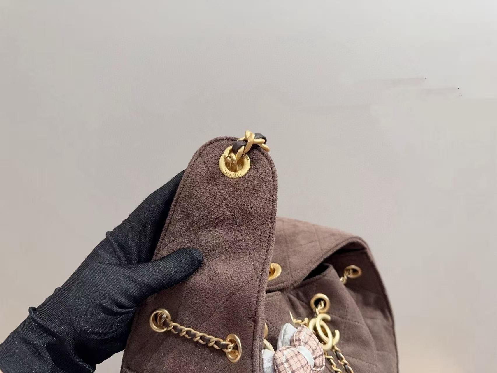 CHANE1 ディアスキン ドローストリング チェーン バケットバッグ【50%割引+送料無料】