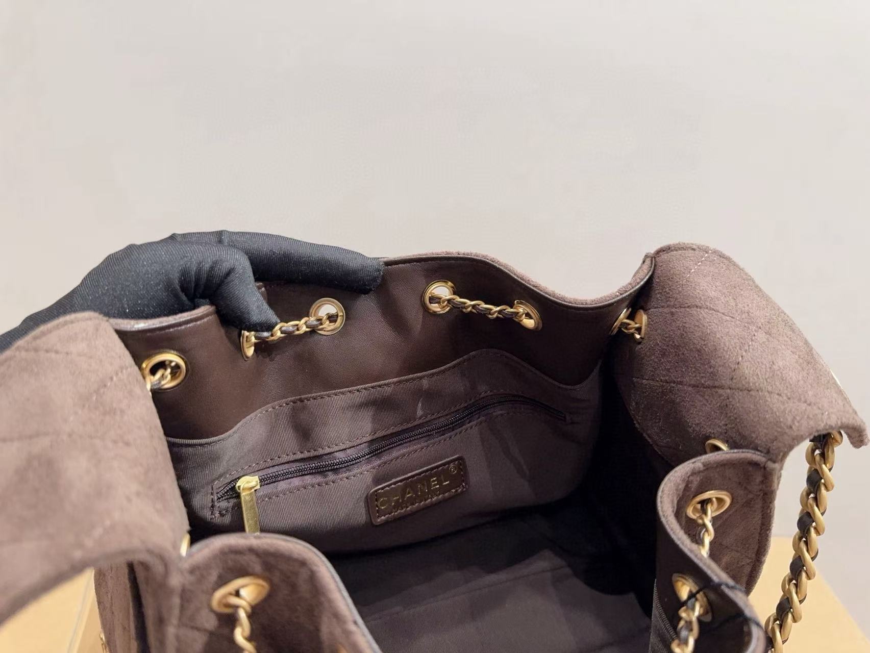 CHANE1 ディアスキン ドローストリング チェーン バケットバッグ【50%割引+送料無料】