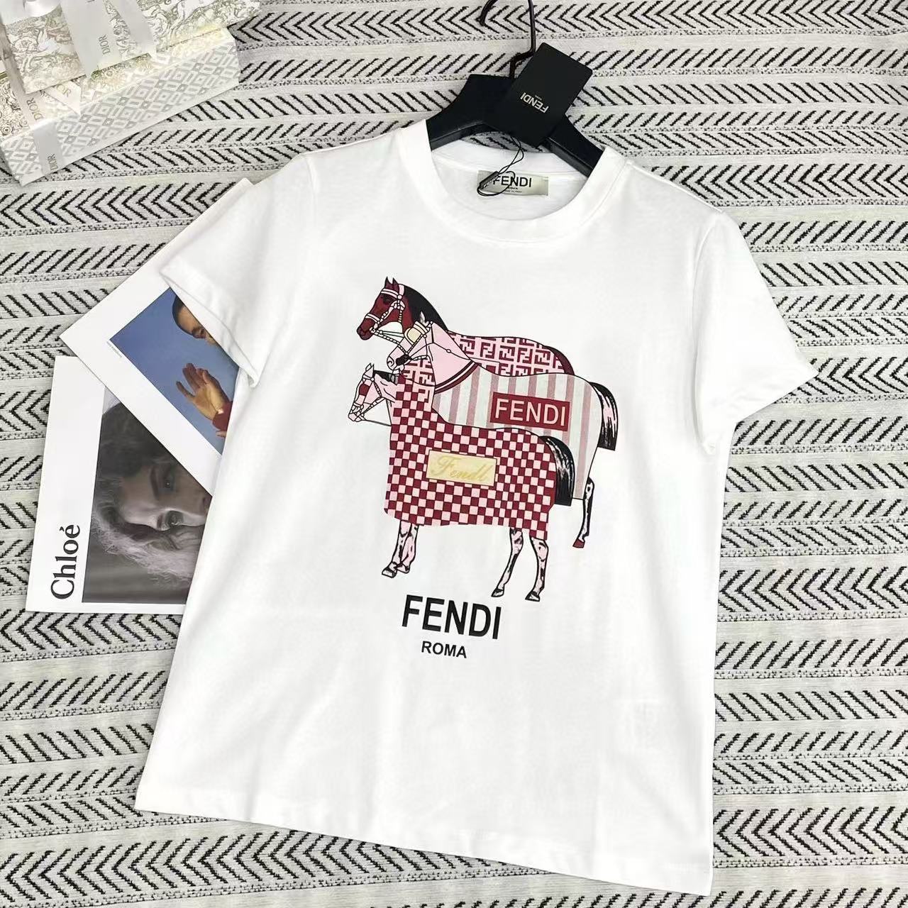 FEND1 ポニー＆レタープリントTシャツ【50％割引+送料無料】