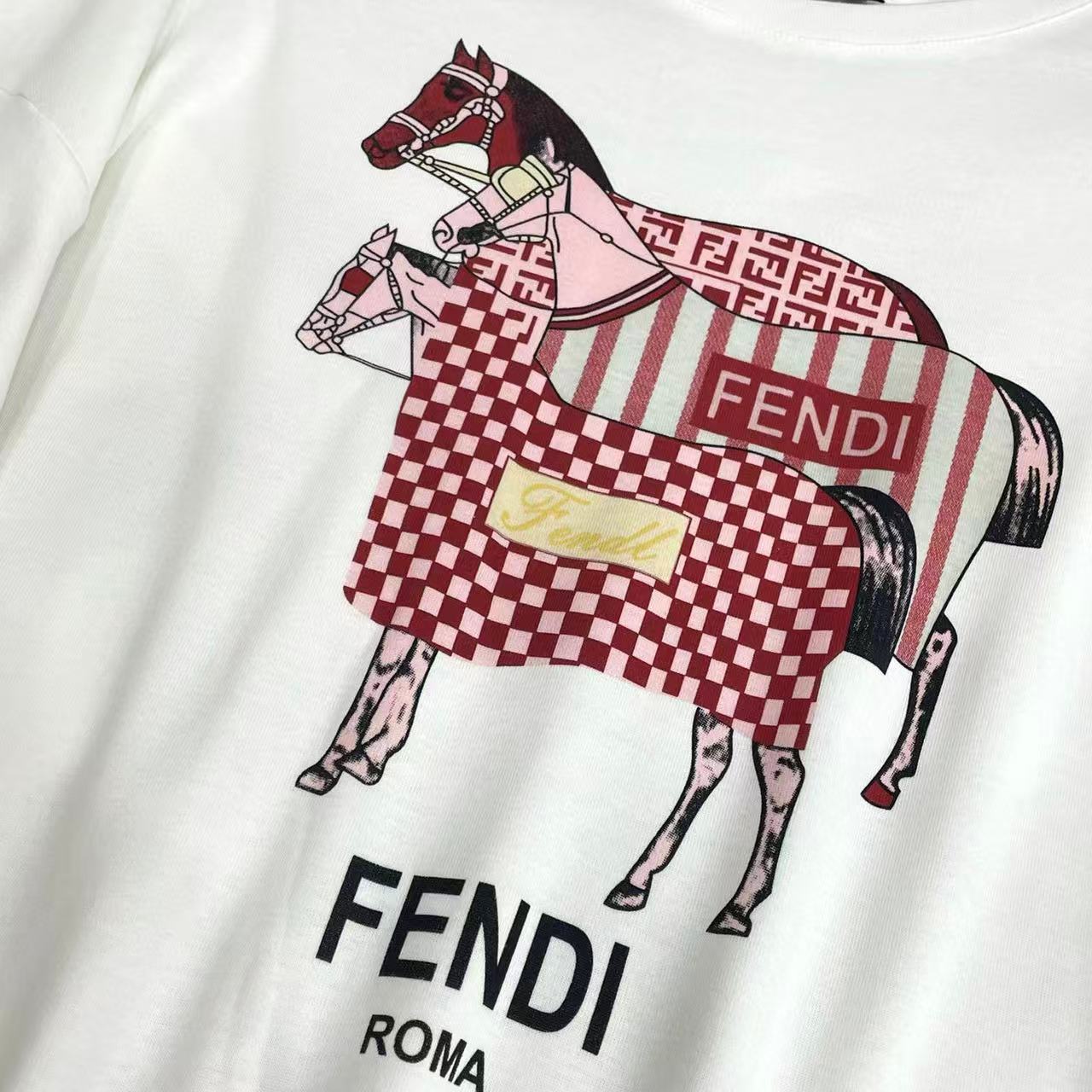 FEND1 ポニーレタープリント ロングスリーブTシャツ【50％割引+送料無料】