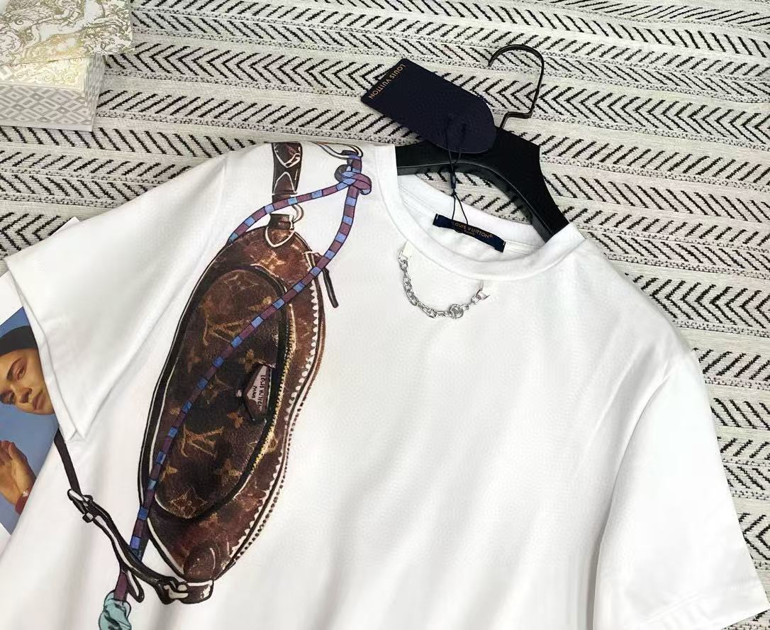 LVチェーンプリントレターTシャツ【50%割引+送料無料】