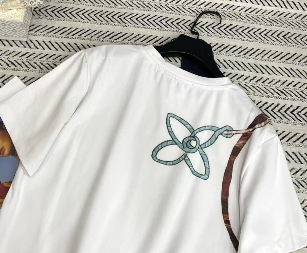 LVチェーンプリントレターTシャツ【50%割引+送料無料】