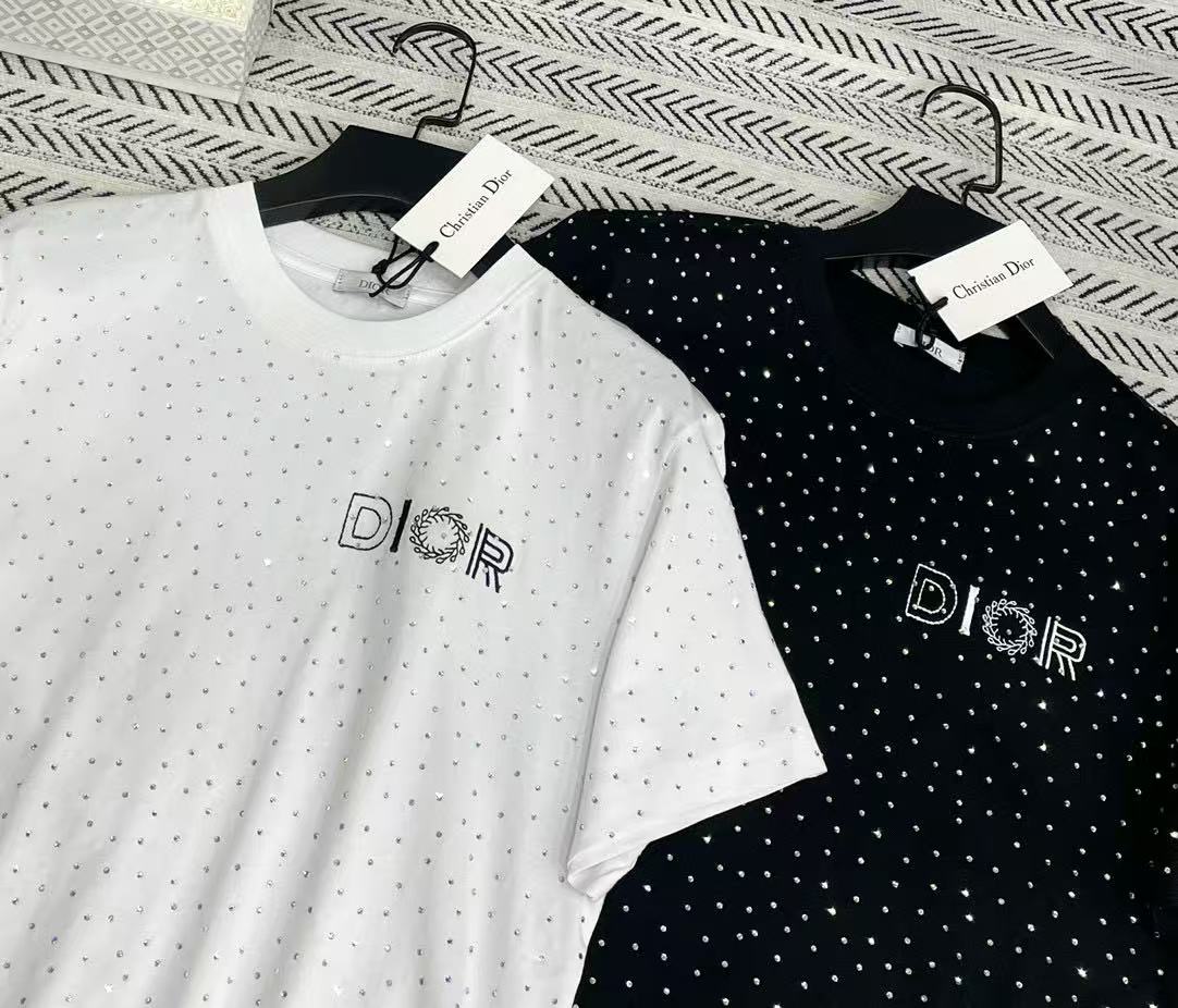 DIOR フルダイヤモンドレターTシャツ【50％割引+送料無料】