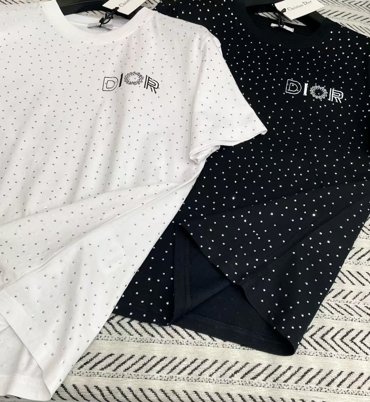 DIOR フルダイヤモンドレターTシャツ【50％割引+送料無料】