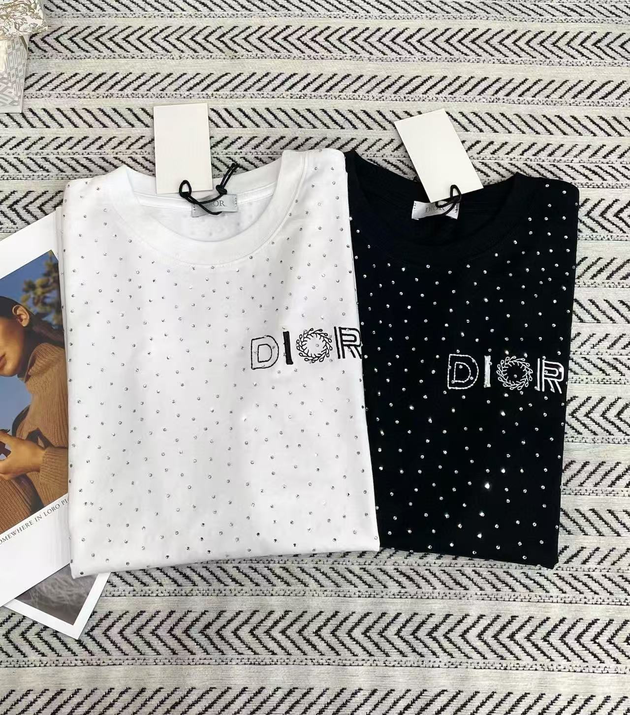 DIOR フルダイヤモンドレターTシャツ【50％割引+送料無料】