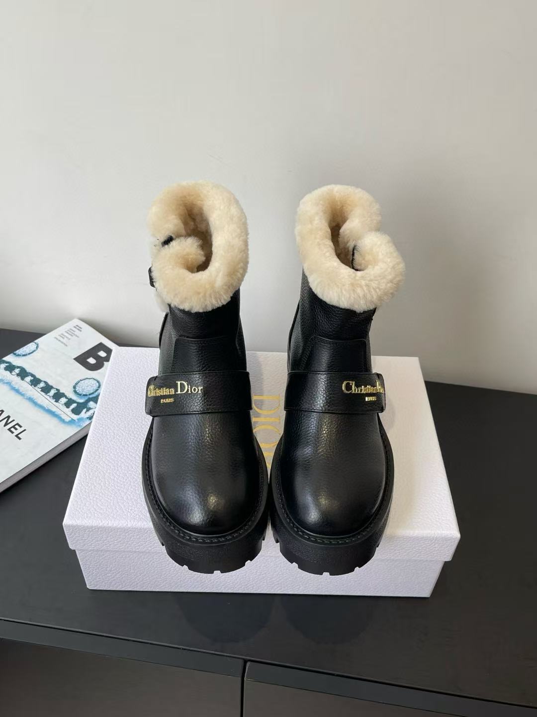DIOR 高品質ウール レターアンクルブーツ【50%割引+送料無料】