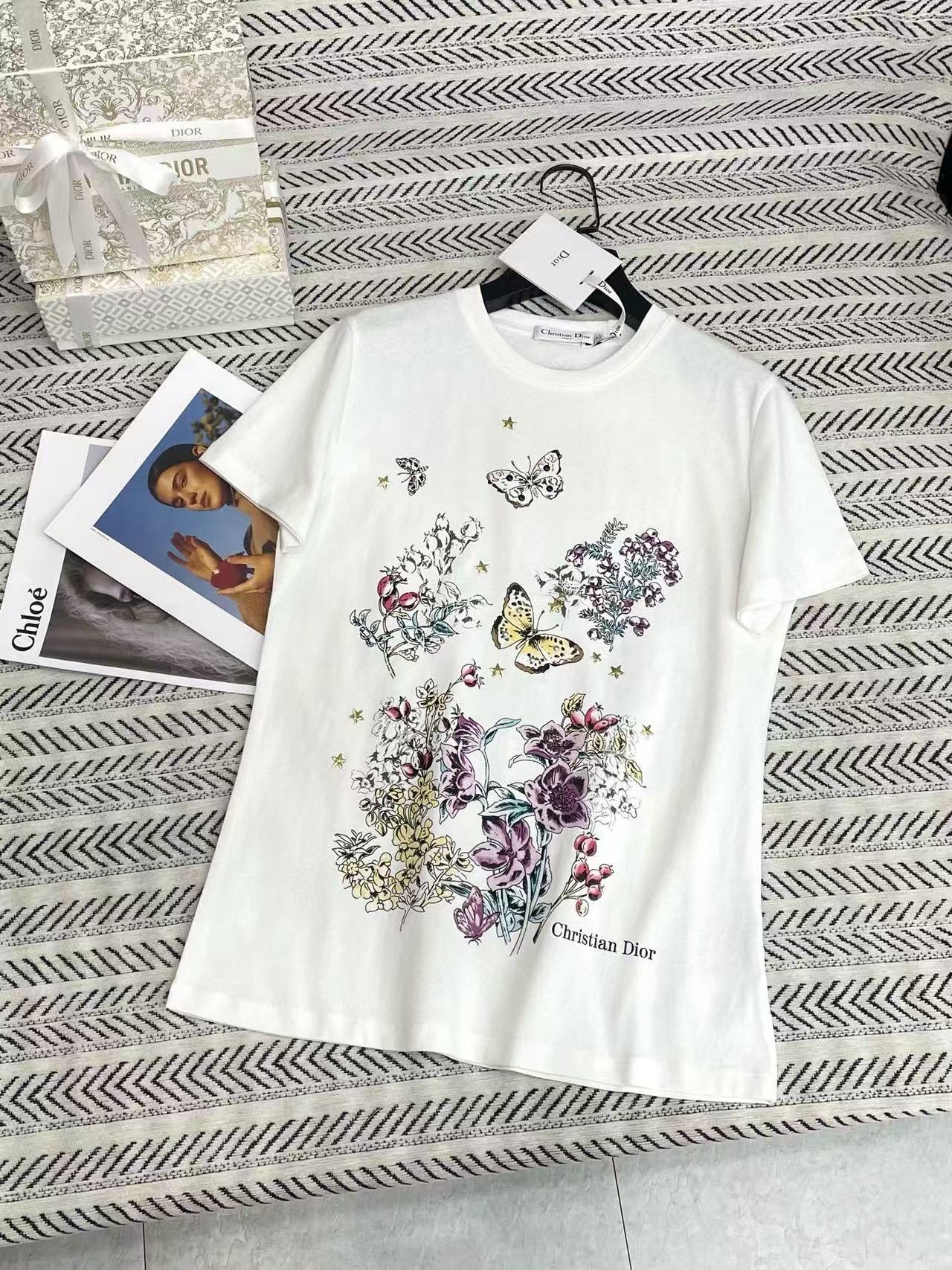 DIOR バタフライプリント Tシャツ【50％割引+送料無料】【50％割引+送料無料】