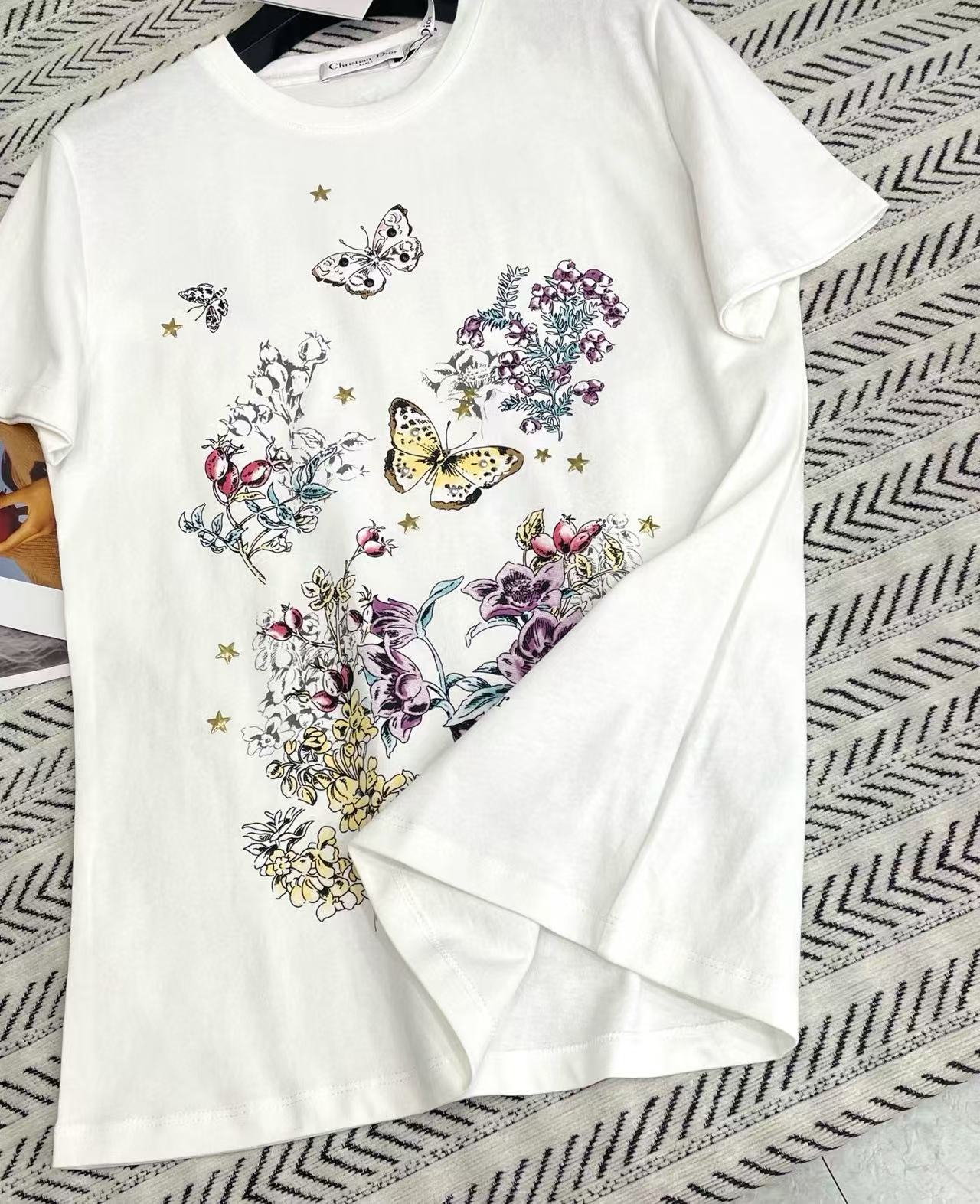 DIOR バタフライプリント Tシャツ【50％割引+送料無料】【50％割引+送料無料】