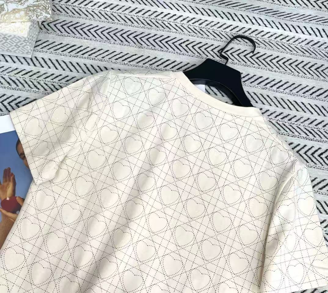 DIOR ハート刺繍レターTシャツ【50％割引+送料無料】