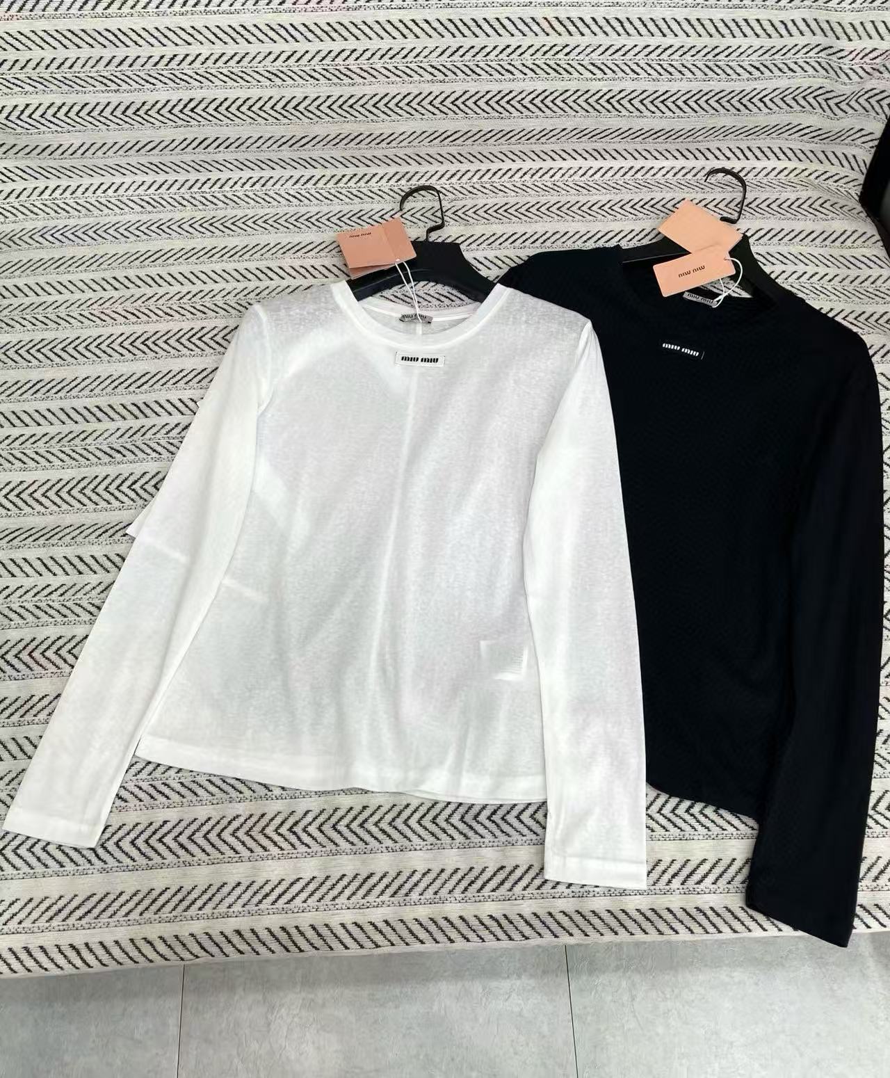 M1UM1U シンプルレター ロングスリーブTシャツ【50％割引+送料無料】