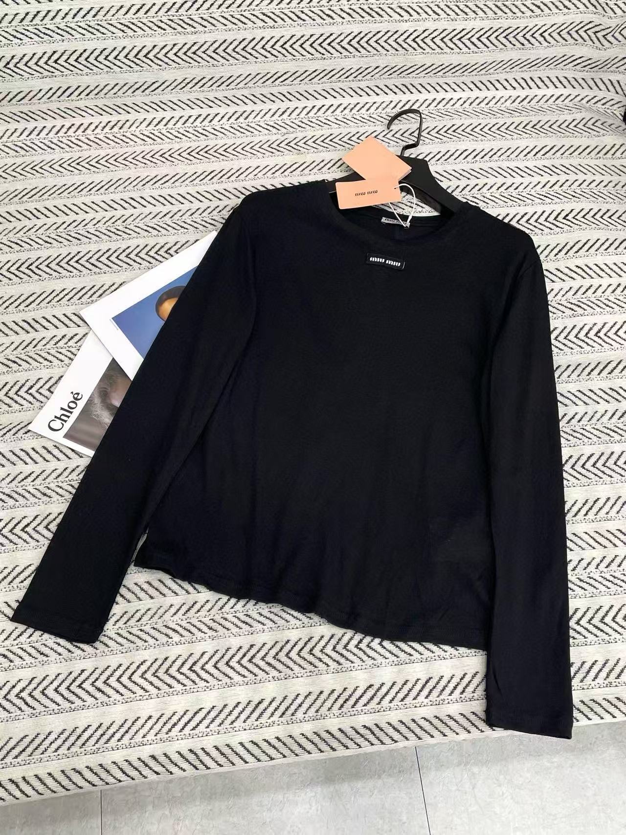 M1UM1U シンプルレター ロングスリーブTシャツ【50％割引+送料無料】