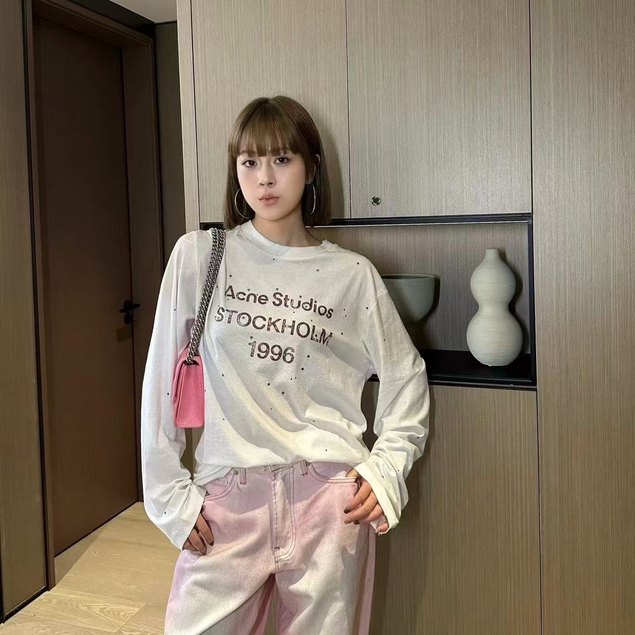 Acne Studiosシンプルな文字の長袖Tシャツ【50％割引+送料無料】