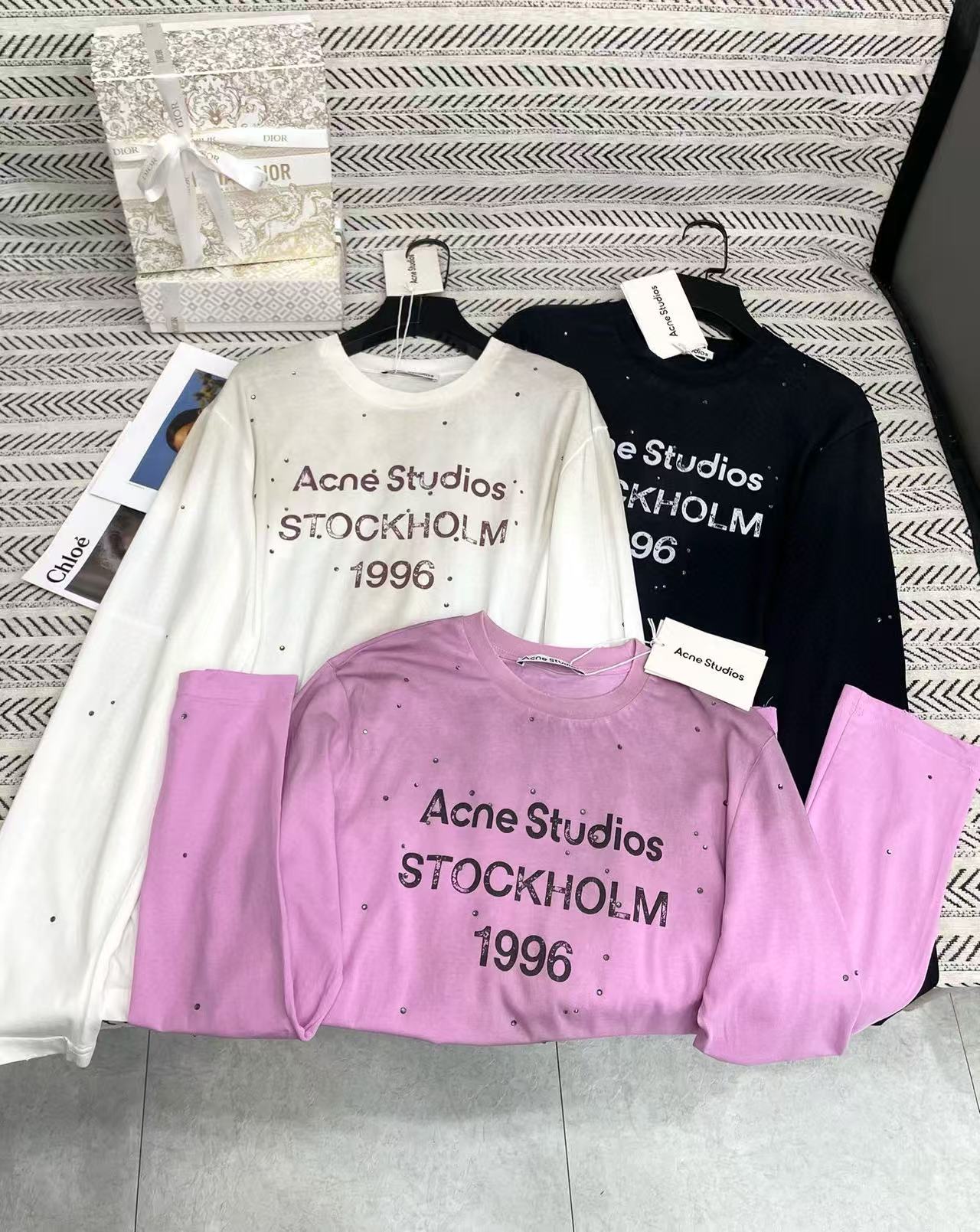 Acne Studiosシンプルな文字の長袖Tシャツ【50%割引+送料無料】