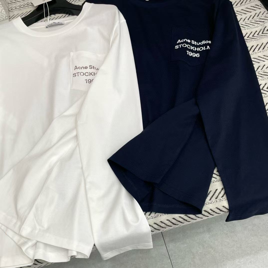 Acne StudioポケットレターロングスリーブTシャツ【50%割引+送料無料】