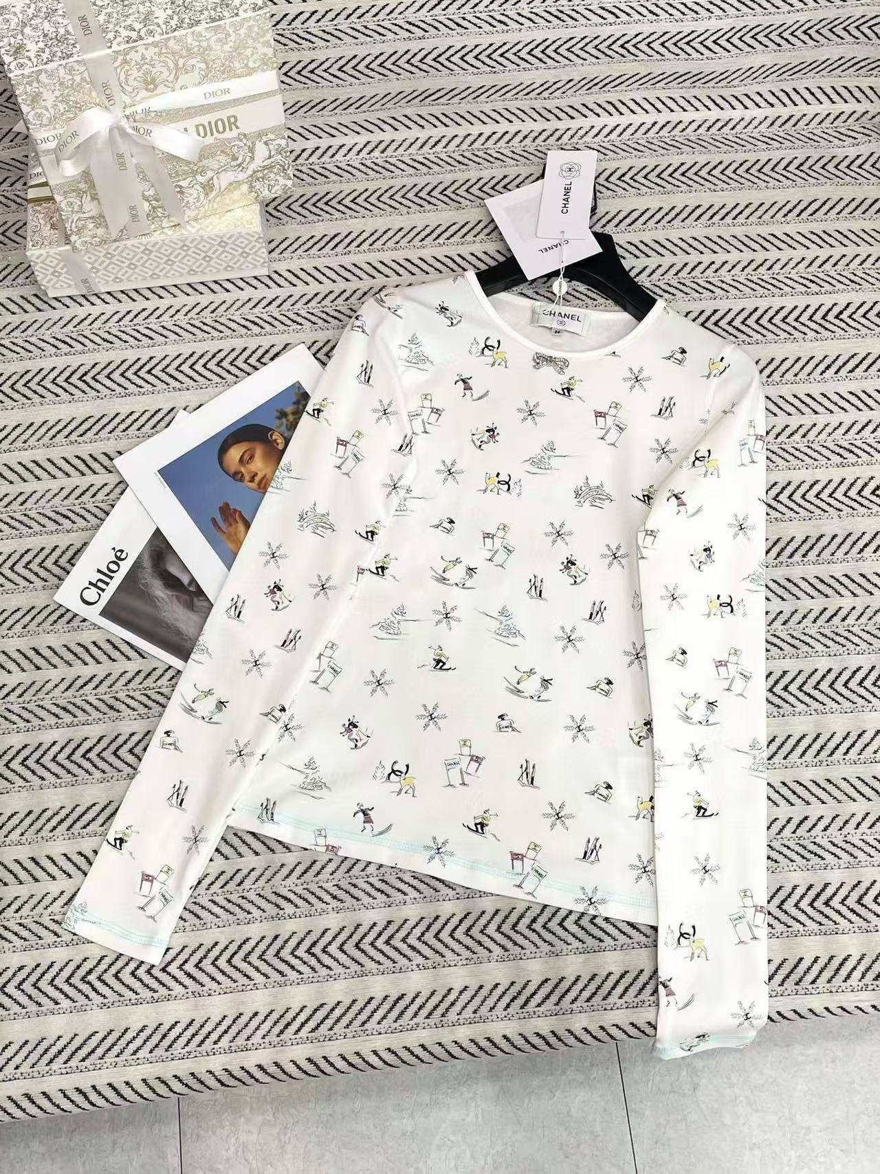 CHANE1 プリントロングスリーブTシャツ【50％割引+送料無料】