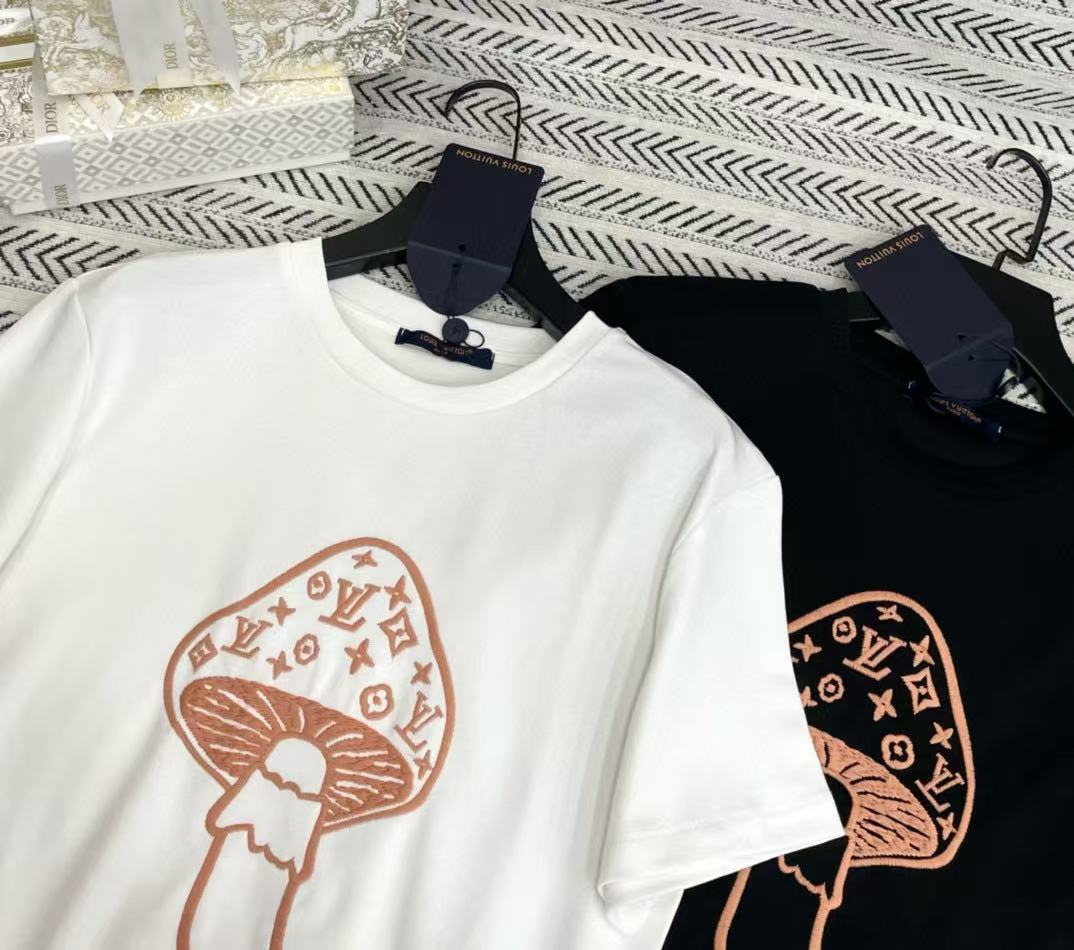 LVマッシュルーム刺繍レターTシャツ【50％割引+送料無料】