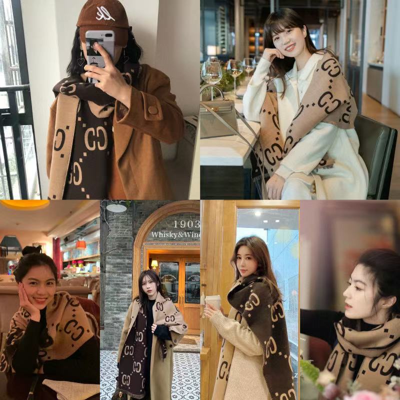 GUCC1 タッセル カシミアスカーフ【50％割引+送料無料】