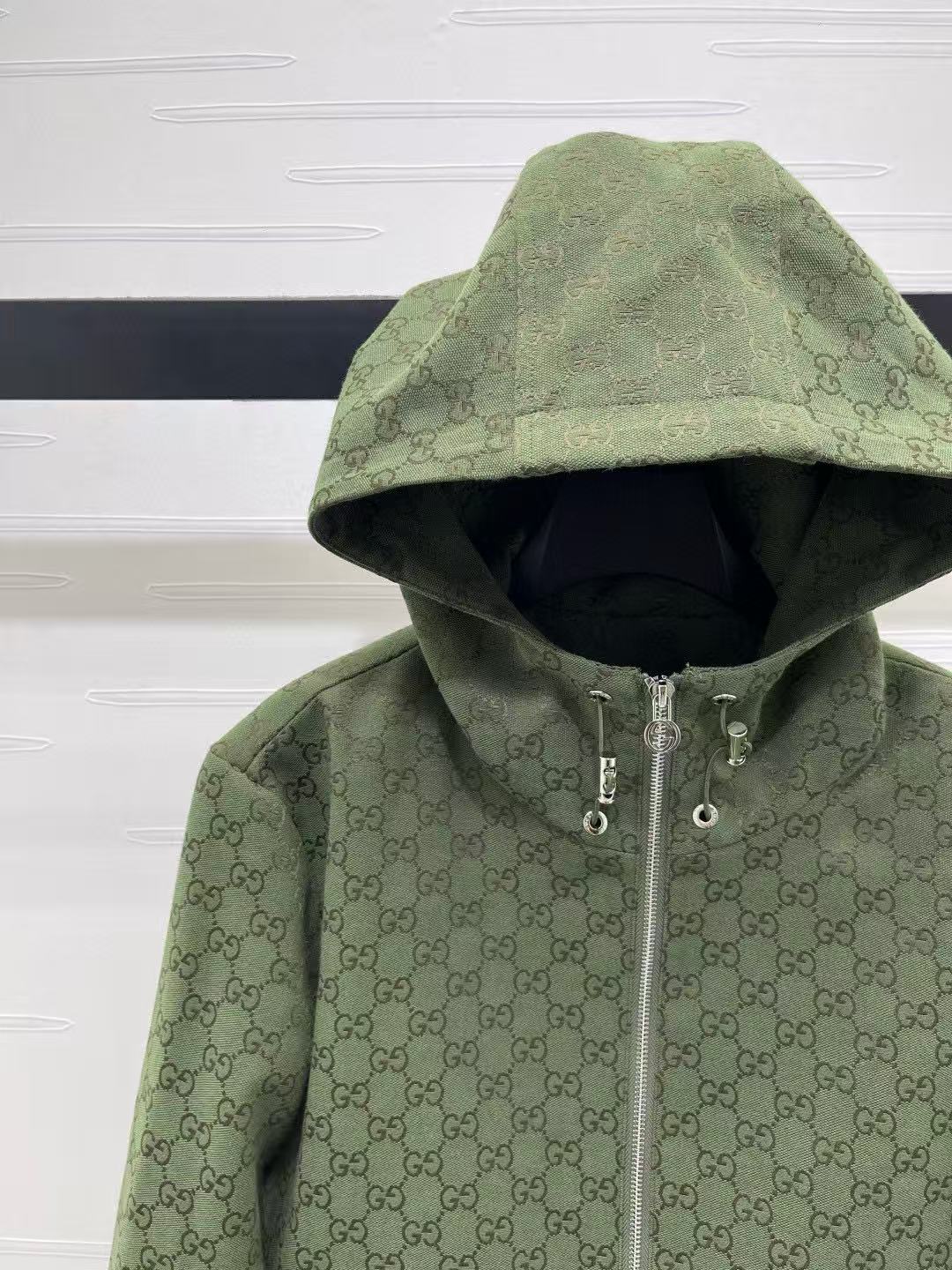 GUCC1 フード付きジャカード ジップアップ ジャケット【50％割引+送料無料】