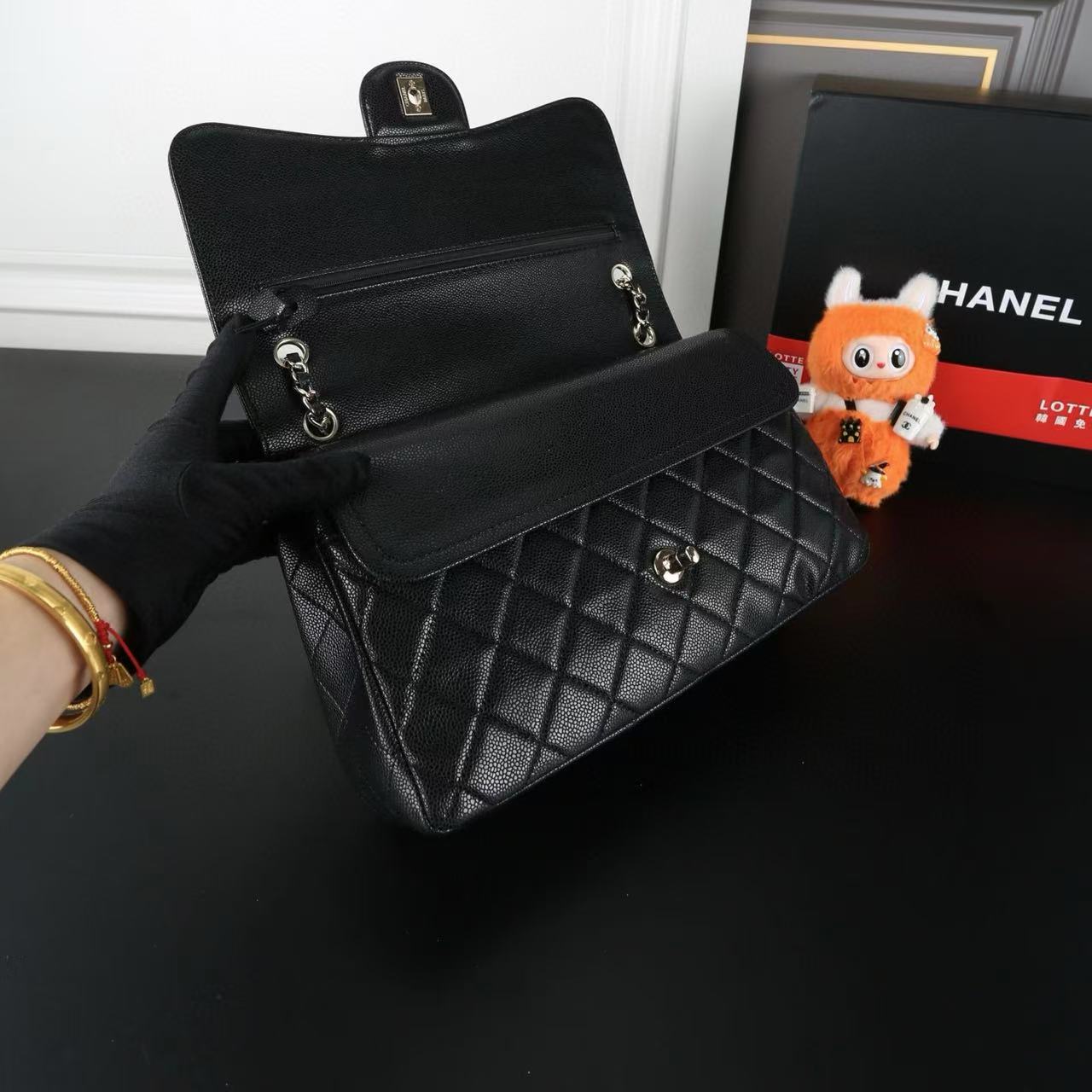 CHANE1キャビアチェーンフラップバッグ【50％割引+送料無料】